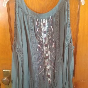 Blue cold shoulder shirt